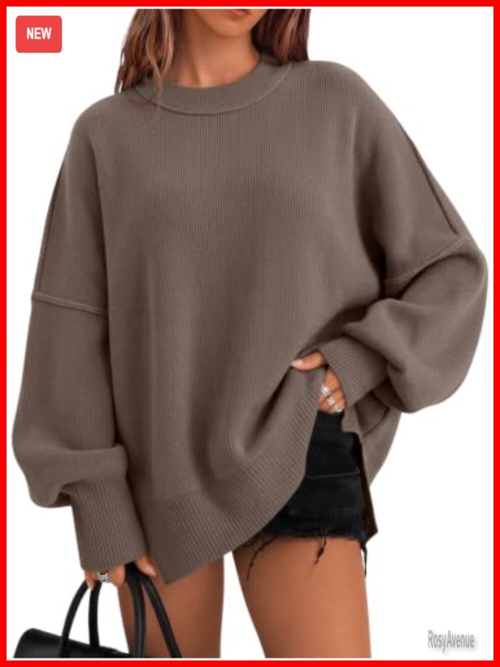 Oversized Crewneck Sweater Women Loose Long Sleeve Tunic Top